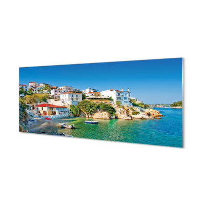 Panel Szklany Grecja Wybrzeże budynki morze