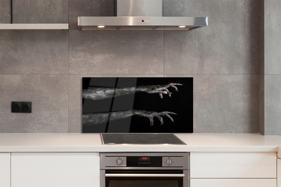 Panel szklany do Kuchni Brudne Dłonie na Czarnym Tle