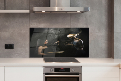 Szkło do Kuchni na Ścianę Kobieta jako Cień Nocy