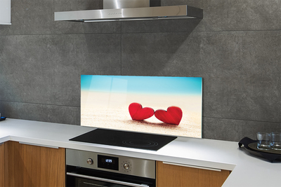 Szklany Panel Serca na Piasku nad Morzem