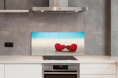 Szklany Panel Serca na Piasku nad Morzem