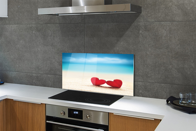 Szklany Panel Serca na Piasku nad Morzem