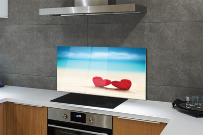 Szklany Panel Serca na Piasku nad Morzem