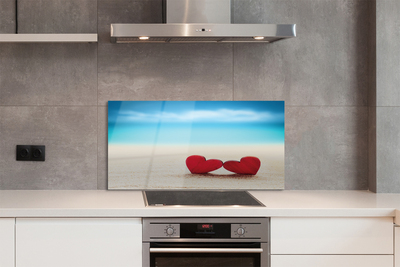 Szklany Panel Serca na Piasku nad Morzem