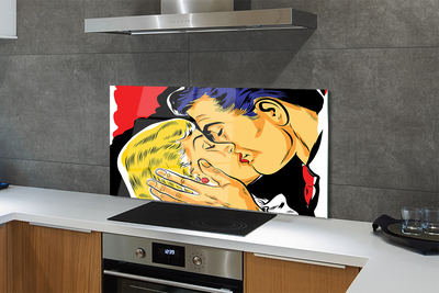 Szklany Panel Pocałunek Zakochanych