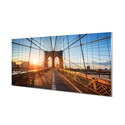 Panel Szklany Świt nad Mostem i Drapaczami Chmur