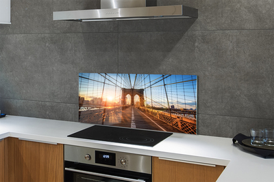 Panel Szklany Świt nad Mostem i Drapaczami Chmur