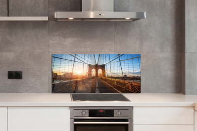 Panel Szklany Świt nad Mostem i Drapaczami Chmur