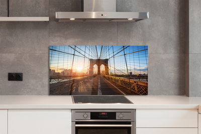 Panel Szklany Świt nad Mostem i Drapaczami Chmur
