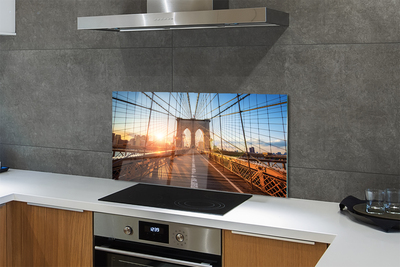 Panel Szklany Świt nad Mostem i Drapaczami Chmur