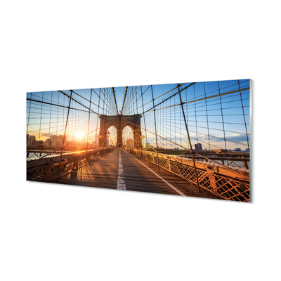 Panel Szklany Most wschód słońca wieżowce