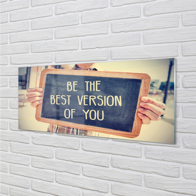 Szklany Panel Drewniana Tabliczka z Napisem