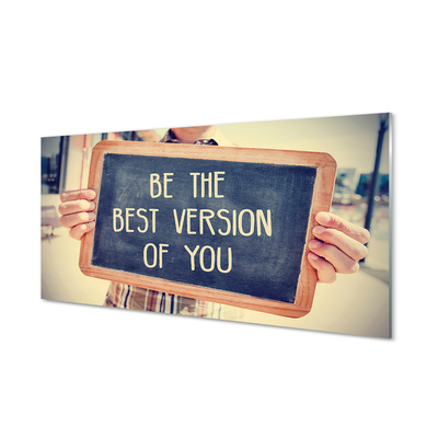 Szklany Panel Drewniana Tabliczka z Napisem