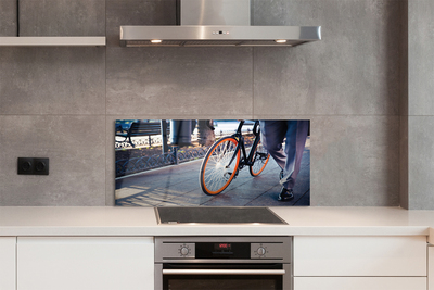 Panel szklany do Kuchni Nogi Rowerzysty w Mieście