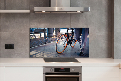 Panel szklany do Kuchni Nogi Rowerzysty w Mieście