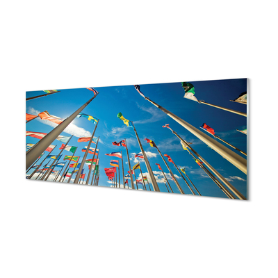 Szklany Panel Różne Flagi Narodowe