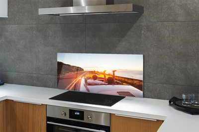 Szkło do Kuchni na Ścianę Podróż: Droga, Samochód i Ludzie