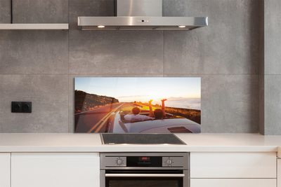 Szkło do Kuchni na Ścianę Podróż: Droga, Samochód i Ludzie