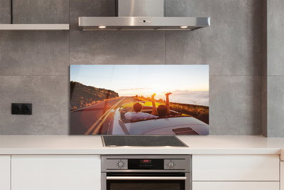 Szkło do Kuchni na Ścianę Podróż: Droga, Samochód i Ludzie