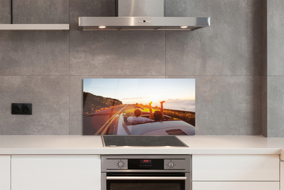 Szkło do Kuchni na Ścianę Podróż: Droga, Samochód i Ludzie