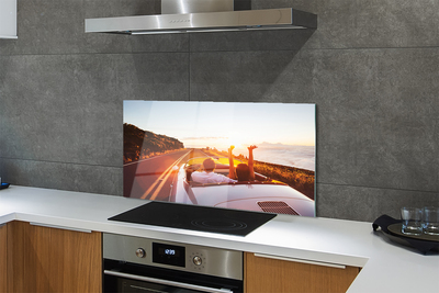 Szkło do Kuchni na Ścianę Podróż: Droga, Samochód i Ludzie