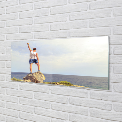 Szklany Panel Człowiek nad Morzem pod Niebem