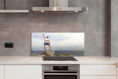 Szklany Panel Człowiek nad Morzem pod Niebem