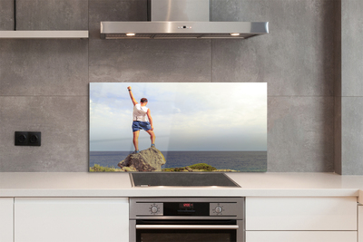 Szklany Panel Człowiek nad Morzem pod Niebem