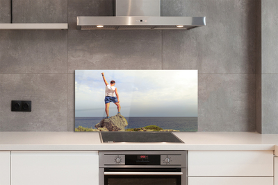 Szklany Panel Człowiek nad Morzem pod Niebem