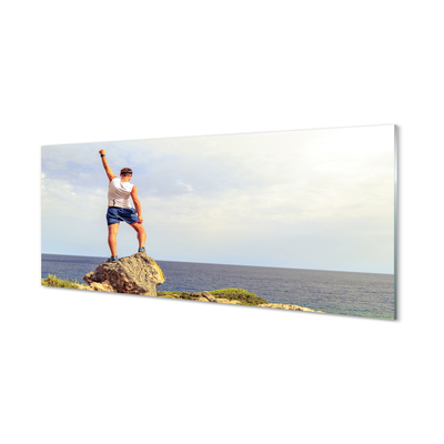 Szklany Panel Człowiek nad Morzem pod Niebem