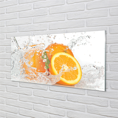 Szkło do Kuchni na Ścianę Pomarańcze w Krystalicznej Wodzie