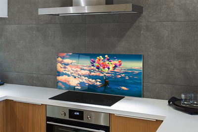 Szklany Panel Balony na Niebie pełnym Chmur