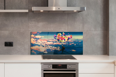 Szklany Panel Balony na Niebie pełnym Chmur