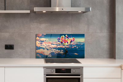 Szklany Panel Balony na Niebie pełnym Chmur