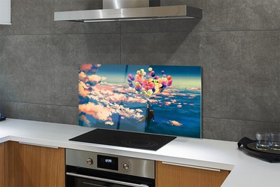 Szklany Panel Balony na Niebie pełnym Chmur