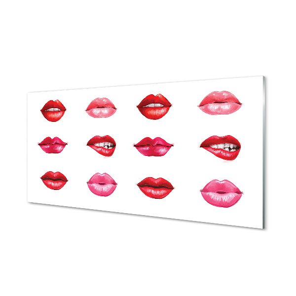 Szklany Panel Czerwone i różowe usta