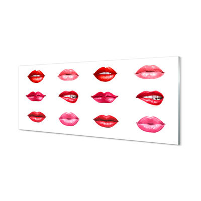 Szklany Panel Czerwone i różowe usta