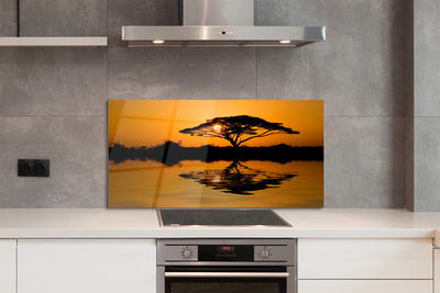 Szklany Panel Drzewo o Zachodzie Słońca