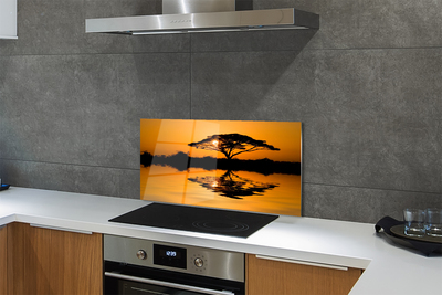 Szklany Panel Drzewo o Zachodzie Słońca