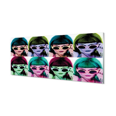 Szklany Panel Kobieta kolorowe włosy okulary