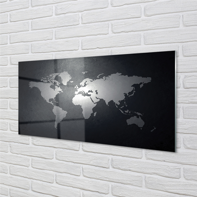 Szklany Panel Czarne tło biała mapa
