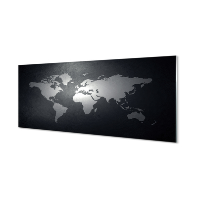 Szklany Panel Czarne tło biała mapa