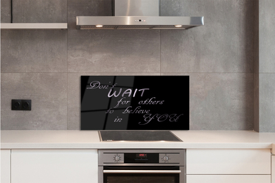 Panel szklany do Kuchni Napis w Stylu Metalicznym