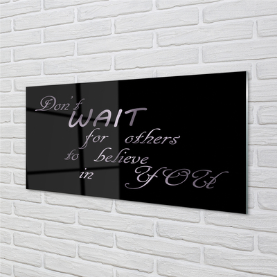 Panel szklany do Kuchni Napis w Stylu Metalicznym