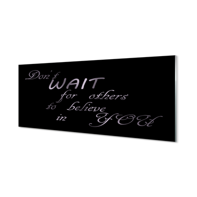 Panel szklany do Kuchni Napis w Stylu Metalicznym