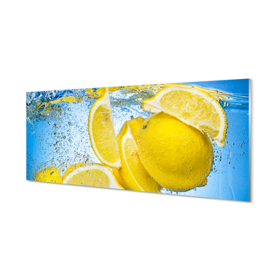 Szklany Panel Cytryny w wodzie