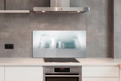 Panel szklany do Kuchni Trójwymiarowe Białe Filary