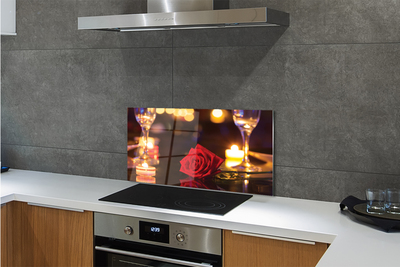 Panel nad Blat Kuchenny Róża, Świece i Kieliszki