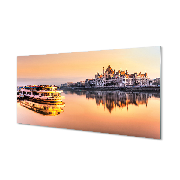 Szklany Panel Statek o Zachodzie Słońca