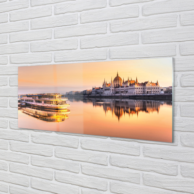 Szklany Panel Statek o Zachodzie Słońca